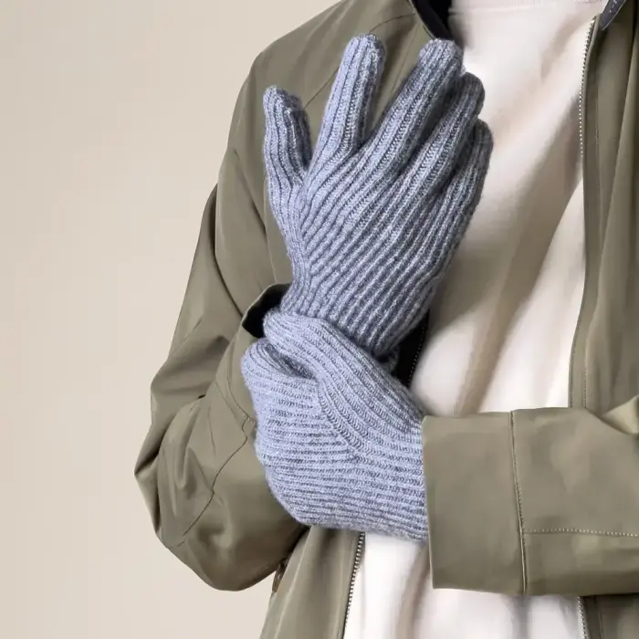 Braided telephone gloves with cut-outs for fingers - gray Foto 7