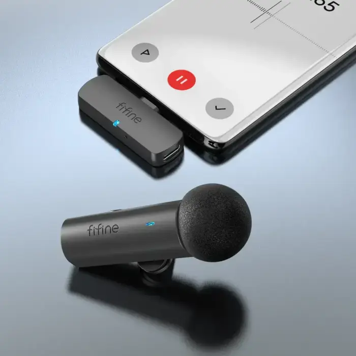 Fifine M6 USB-C bezvadu mikrofons blogam | podkastiem | live translācijām | tālruņiem | datoram Foto 2