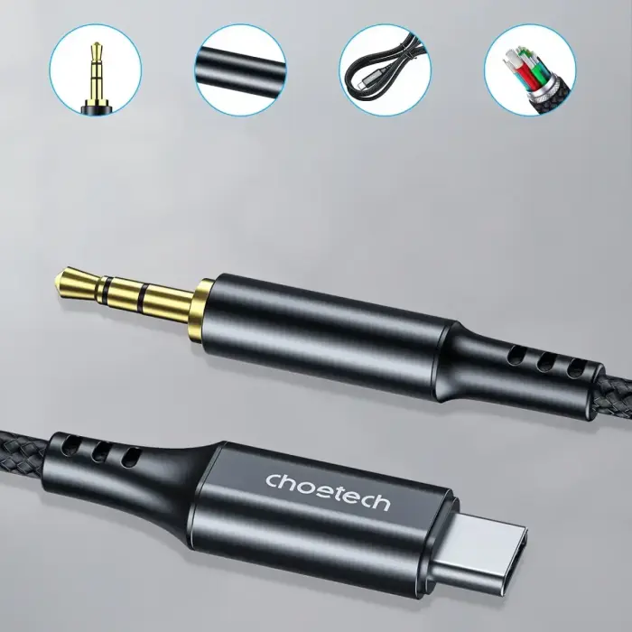 Choetech AUX006 USB-C | mini jack 3.5mm cable 1 m - black Foto 5