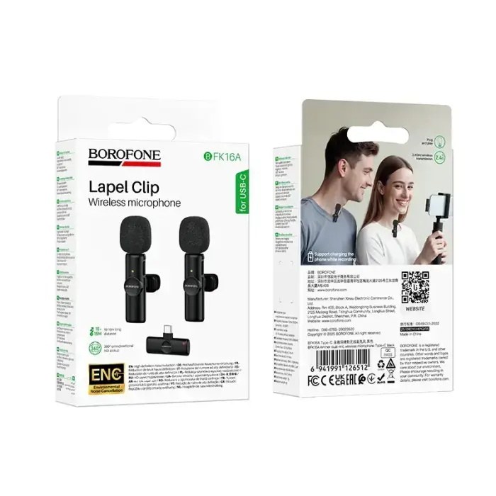Borofone Lavalier wireless microphone BFK16A Winner Type C black - 2 pieces Foto 18