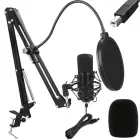 Fusion Studio USB Microphone | Podcasts | Streaming | Voice Recording + regulating Stand, Pop Filter | black Photo