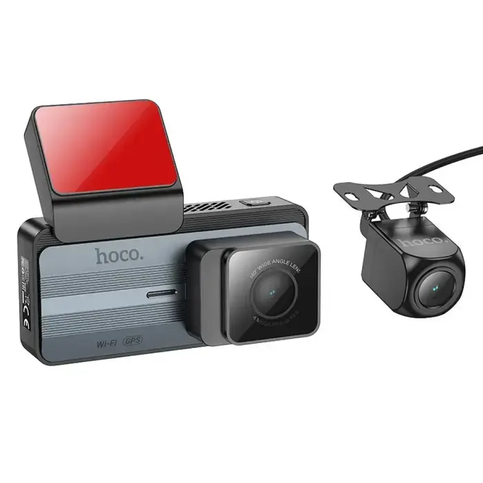Dash cam for car Hoco with screen 3,69" 2K + rear camera 720P/25fps GPS DV12 silvery gray Фото num