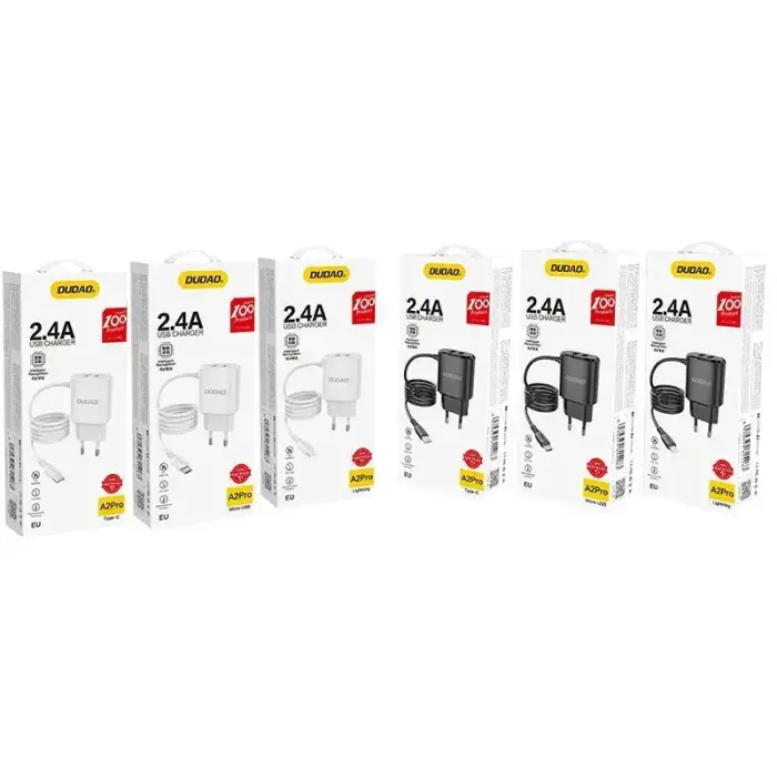 Dudao A2ProL tīkla lādētājs | 12W | USB-A, Lightning | Lightning vads komplektā | melns Foto 3