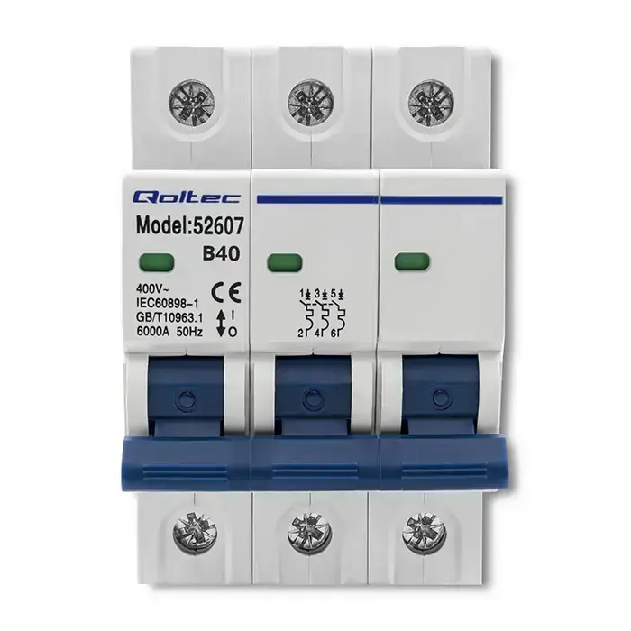 Qoltec Overcurrent Circuit Breaker B40| Fuse | AC | 40A | 3P Фото num