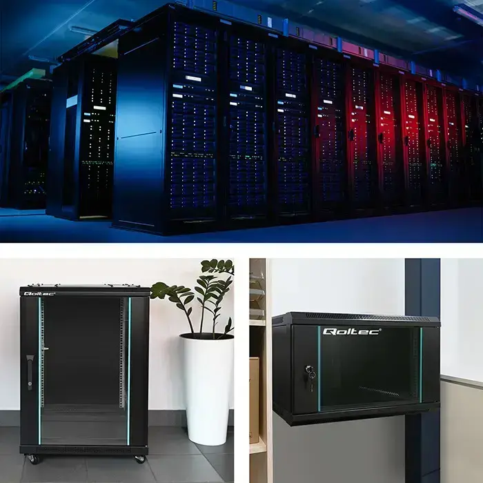 Qoltec RACK Cabinet 19" | 9U | 600 x 500 x 600 | Tempered doors | Hanging | Steel case | Lock | Black Foto 2