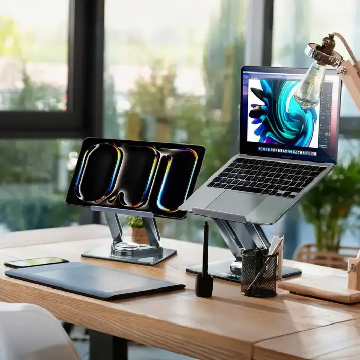 Wozinsky WRS-CPY84SS Aluminum Laptop and Tablet Stand + Free Smartphone Stand - Silver Фото num