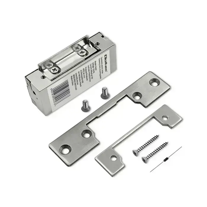 Qoltec Electric strike With lock and memory + mounting plate | 12V | Stainless steel Photo