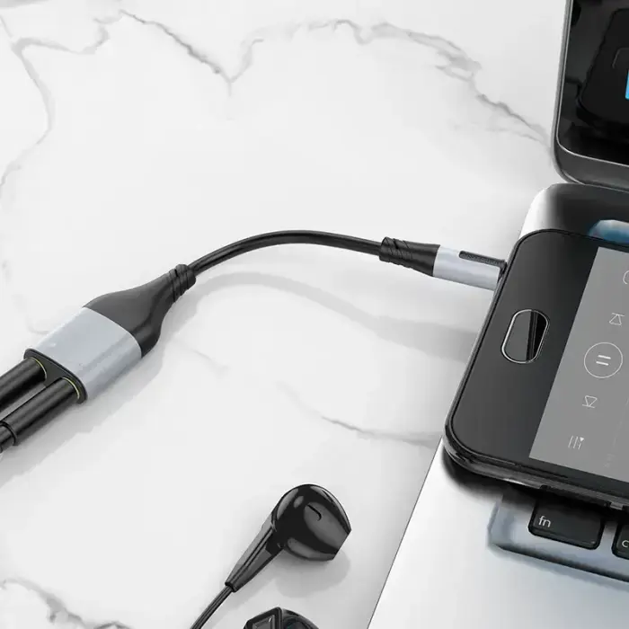 Borofone Cable BL19 Creator 2 in 1 - jack 3,5mm male to 2xjack 3,5mm female - 15 cm black Photo