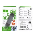 Card reader SD / TF Hoco USB A / USB C 2.0 metal gray Photo