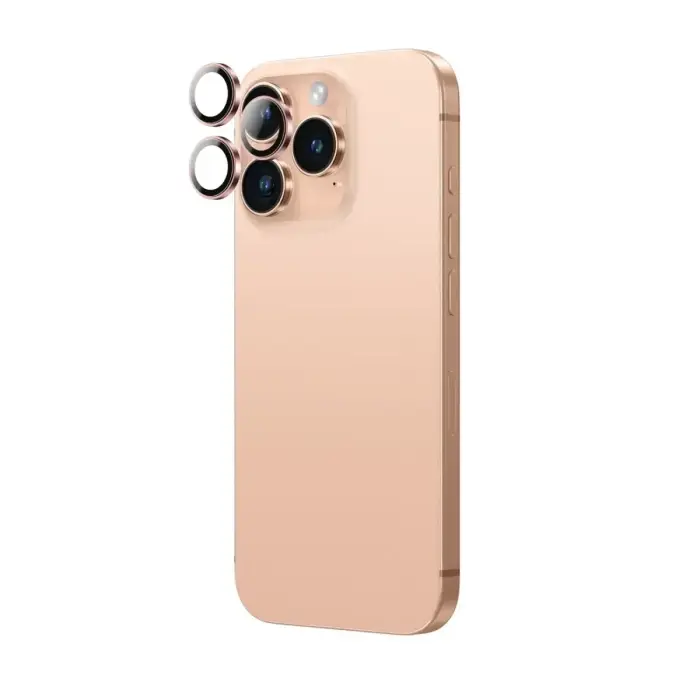 AmazingThing AR Aluminum 3 Lens Glass telefona maciņš iPhone 16 Pro, iPhone 16 Pro Max rozā zelta krāsā Foto 3
