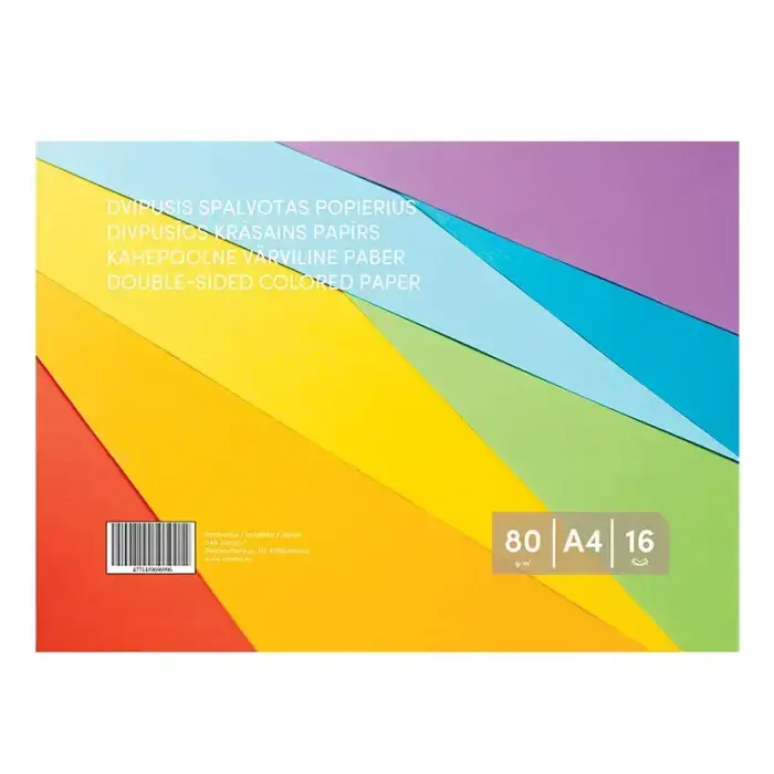 Krāsains papīrs, divpusējs16 loksnes, A4, 80 gsm Фото num
