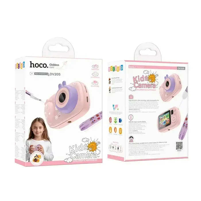 Digital kids camera with selfie function Hoco 1MP 2,0" HD Ready DV205 pink Фото num