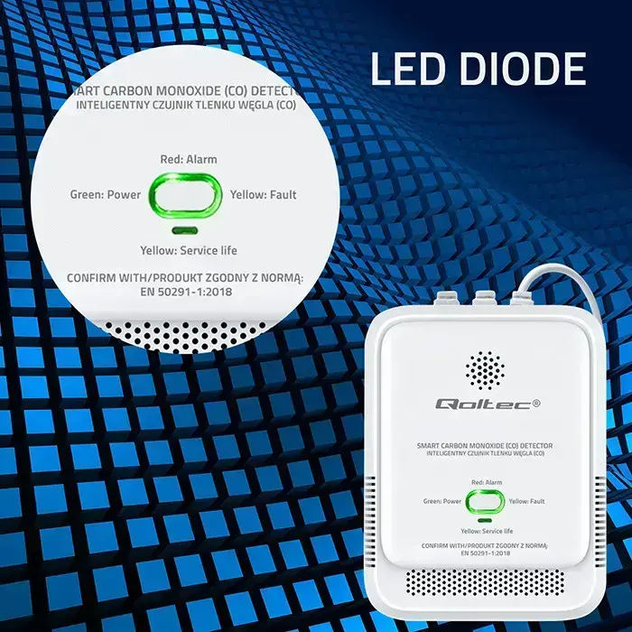 Qoltec Certified Carbon monoxide sensor | CO detector | alarm 85dB | LED Фото num