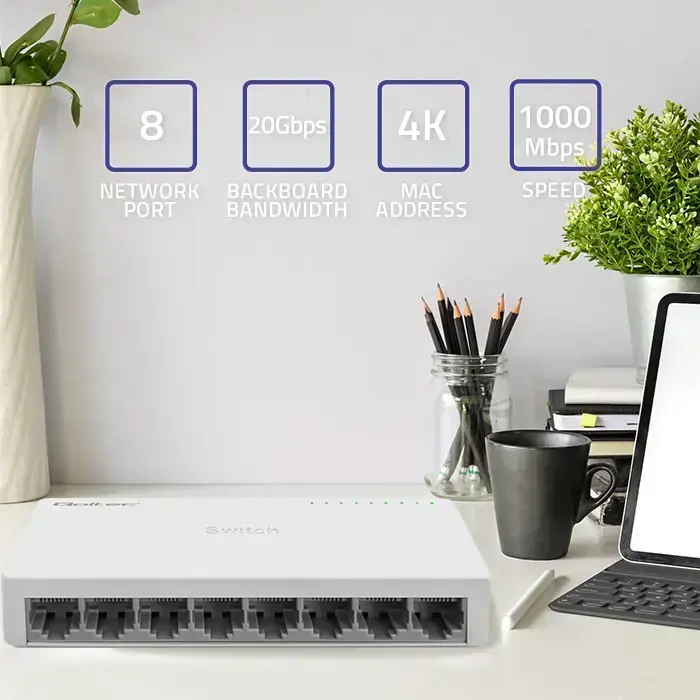 Qoltec Network SWITCH | 8 x RJ45 port | 1000Mbps | Fast Ethernet| LAN Foto 4