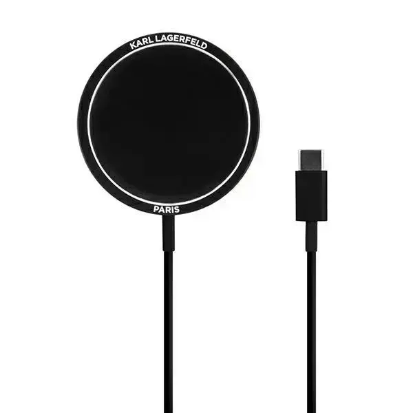 Karl Lagerfeld wireless induction charger (MagSafe compatible) 15W + USB Type C cable black (KF000566-0) Фото num