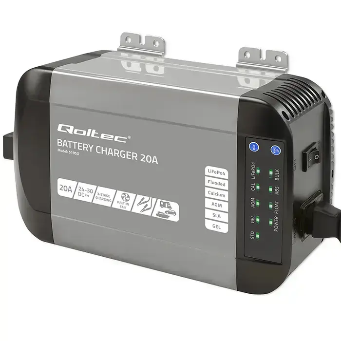 Qoltec Smart Monolith charger for LiFePO4 AGM GEL SLA batteries | 20A | 24V Photo