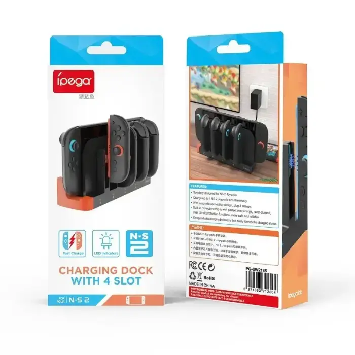 iPega SW2185 Charger Dock for JoyCon Controllers Nintendo Switch 2 Black (Damaged Package) Foto 5