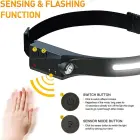 LED headlamp with IPX4 motion sensor USB-C 1200 mAh - black Фото num