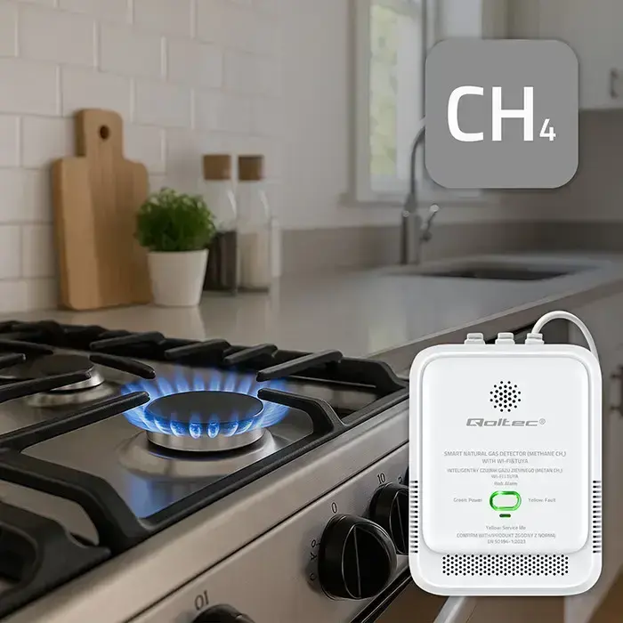 Qoltec Certified Natural Gas Leak Sensor | CH4 detector | NG | Tuya | Wi-Fi | 85dB alarm | LED  Фото num