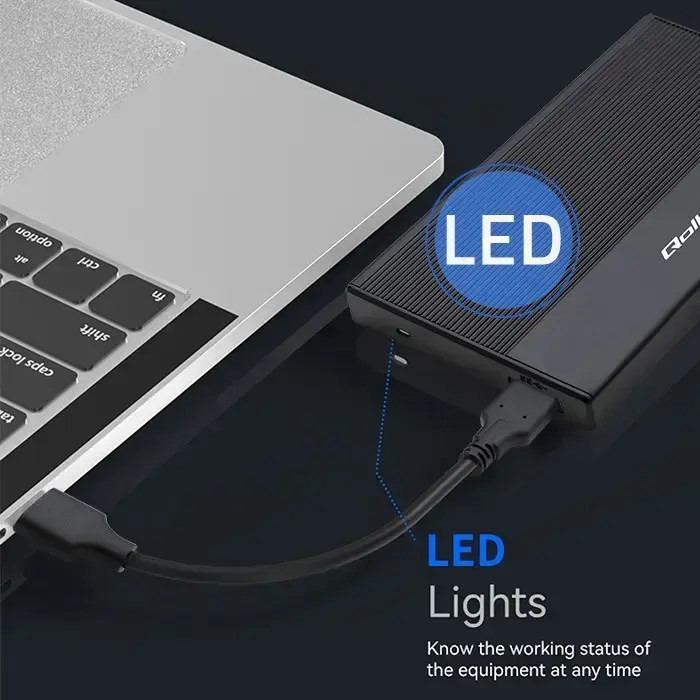 Qoltec Aluminium Enclosure | SSD HDD 2.5'' drive | SATA | USB 3.0 | Super speed 5Gb/s | 2TB | Black Фото num