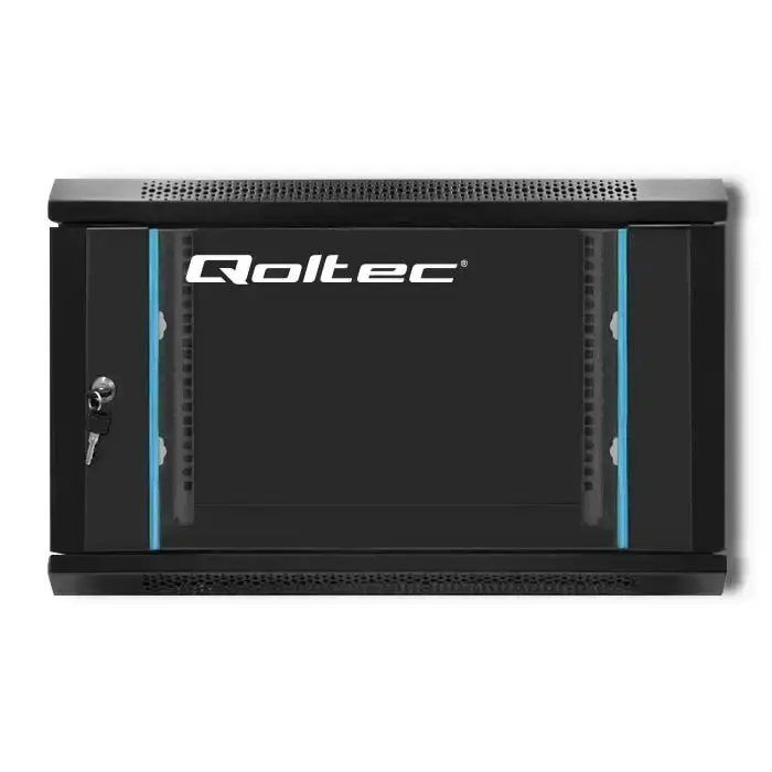 Qoltec RACK Cabinet 19" | 6U | 600 x 370 x 600 | Tempered doors | Hanging | Steel case | Lock | Black Фото num
