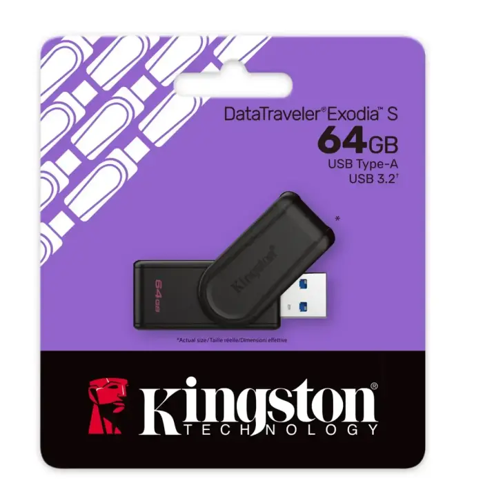 Kingston pendrive 64GB Portable USB 3.2 Gen 1 DataTraveler Exodia S (Black/Black) Photo