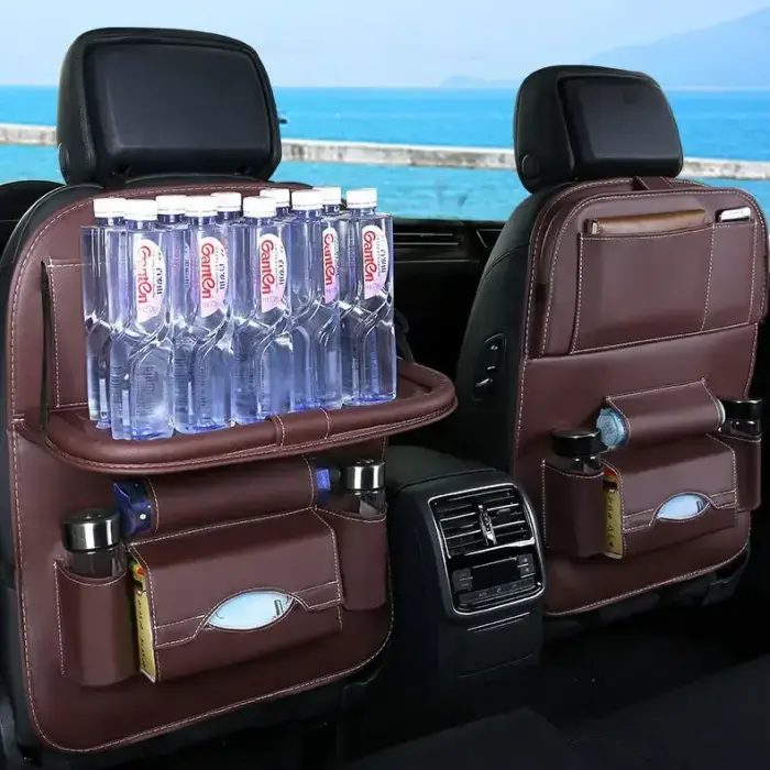 Car seat organizer seat protector seat cover shelf mini car table black Фото num