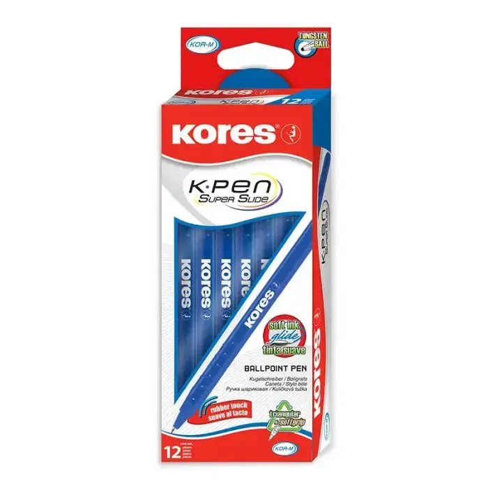 Lodīšu pildspalva KORES KOR-M, 1,0 mm, zila Фото num