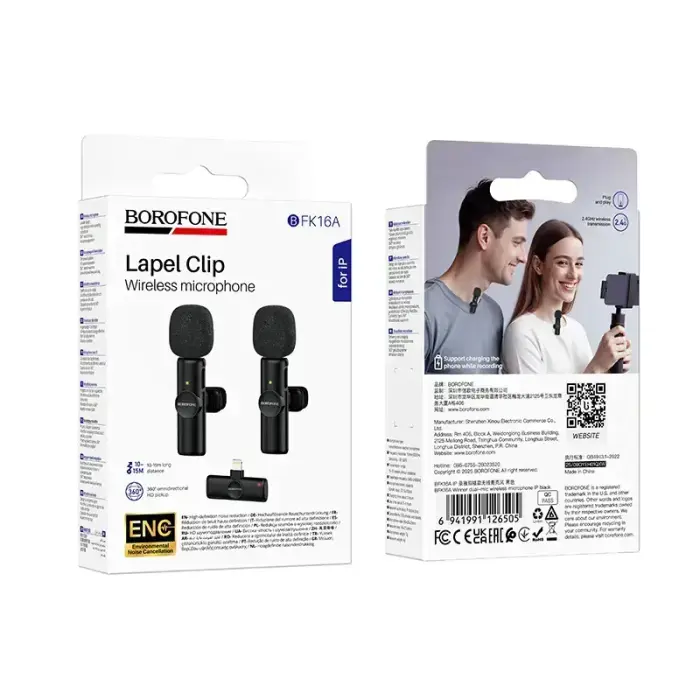 Borofone Lavalier wireless microphone BFK16A Winner Lightning black - 2 pieces Photo