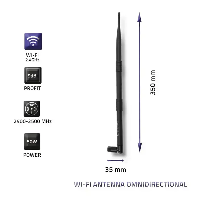 Qoltec Wi-Fi 2.4GHz antenna omnidirectional | 9dBi Фото num