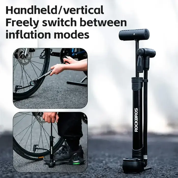 Rockbros 42310006001 bicycle pump with pressure gauge - black Фото num