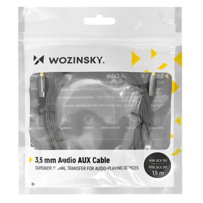 Wozinsky universal mini jack cable 2x AUX cable 3 m black Photo