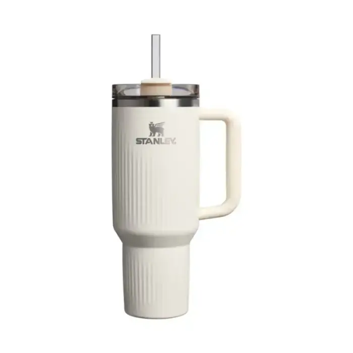 Termokrūze ar salmiņu The Quencher H2.0 Fluted Tumbler 1.18L glancētā krēmkrāsā  Foto 1