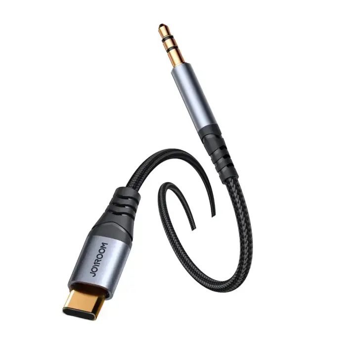 Joyroom stereo audio cable AUX 3.5 mm mini jack - USB-C for phone 1.2 m black (SY-A07) Photo
