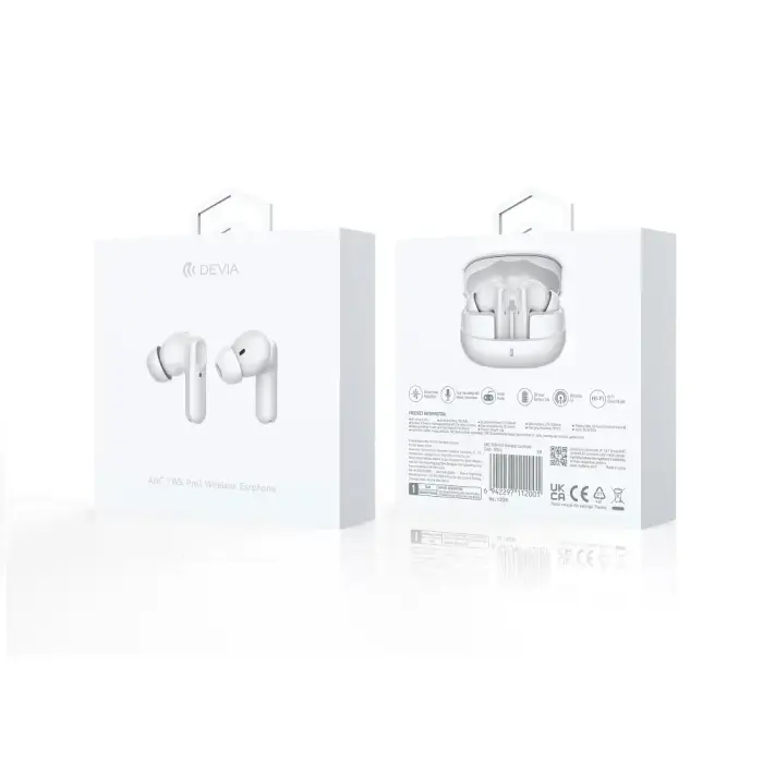 Devia Bluetooth earphones TWS Pro 1 white with ANC Photo