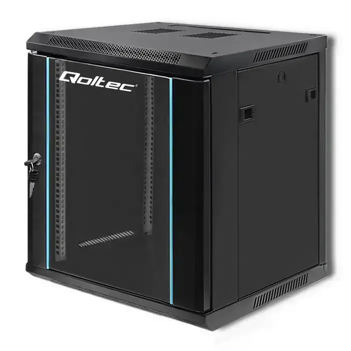 Qoltec RACK Cabinet 19 "| 12U | 600 x 635 x 600 | Tempered doors | Hanging | Steel case | Lock | Black Foto 7