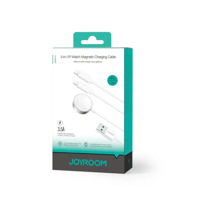 Joyroom S-IW007 3-in-1 cable USB-A magnetic charger - Lightning 1.2m - white Foto 5