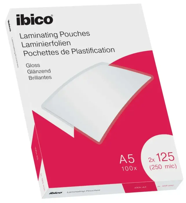Laminēšanas kabatas Ibico, A5, 154x216 mm, 125 mik., 100 gab/iepak. Foto 1