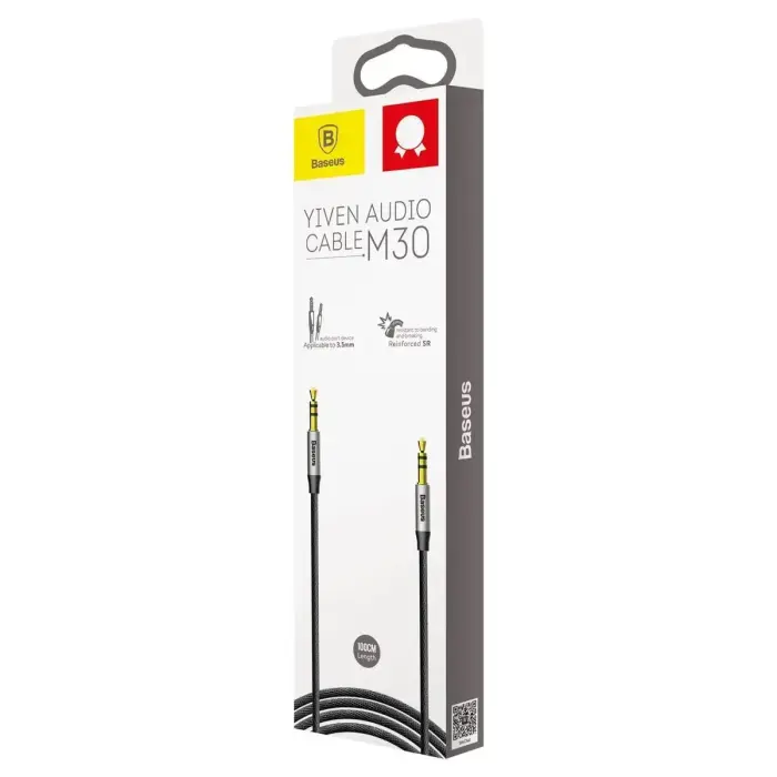 Baseus CAM30-BS1 Premium AUX Cable 3.5 mm -> 3.5 mm 1.0m Grey Photo