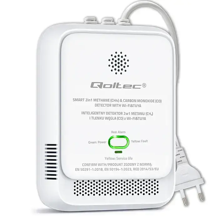 Qoltec Certified natural gas and carbon monoxide (CO) leak detector | CH4 | CO | NG | Tuya | Wi-Fi | 85dB alarm | LED Фото num