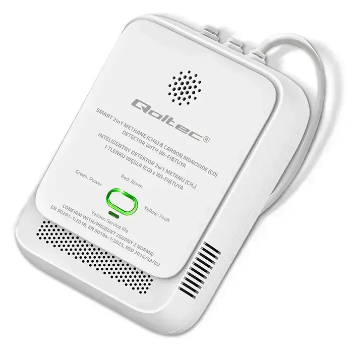 Qoltec Certified natural gas and carbon monoxide (CO) leak detector | CH4 | CO | NG | Tuya | Wi-Fi | 85dB alarm | LED Фото num
