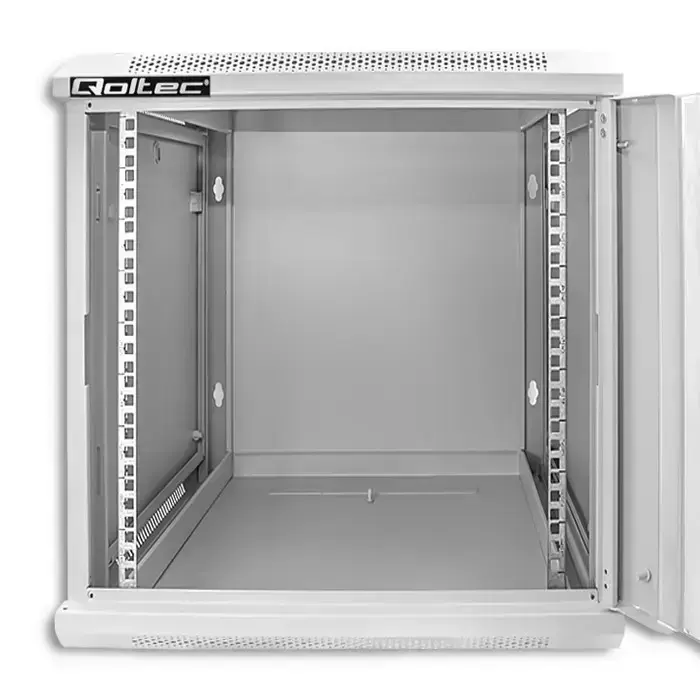 Qoltec RACK Cabinet 19" | 12U | 600 x 635 x 450 | Tempered doors | Hanging | Steel case | Lock | Grey Фото num