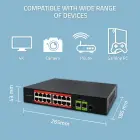 Qoltec Fast Ethernet PoE SWITCH | 16x RJ45 10/100 Mb/s |  2x RJ45 Uplink 1000 Mb/s | 1x SFP 1000 Mb/s Photo