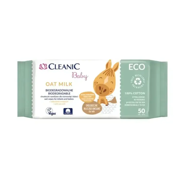 Влажные салфетки для младенцев Cleanic Baby Eco Oat Milk, 50 шт. Фото num
