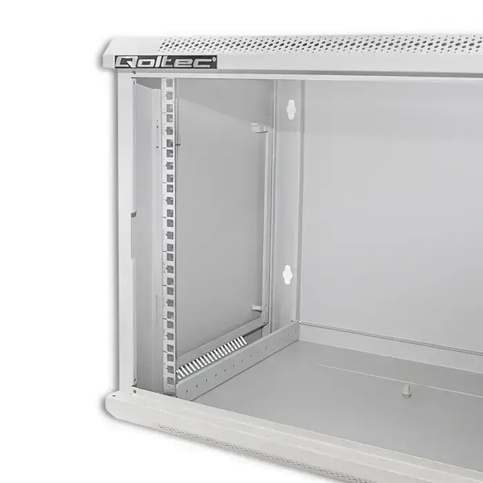 Qoltec RACK Cabinet 19" | 9U | 600 x 500 x 600 | Tempered doors | Hanging | Steel case | Lock | Grey Фото num