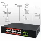 Qoltec Fast Ethernet PoE SWITCH | 16x RJ45 10/100 Mb/s |  2x RJ45 Uplink 1000 Mb/s | 1x SFP 1000 Mb/s Photo