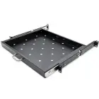 Qoltec Solid steel mount shelf with handle for RACK | 600*600 | Pull-out | Black Photo