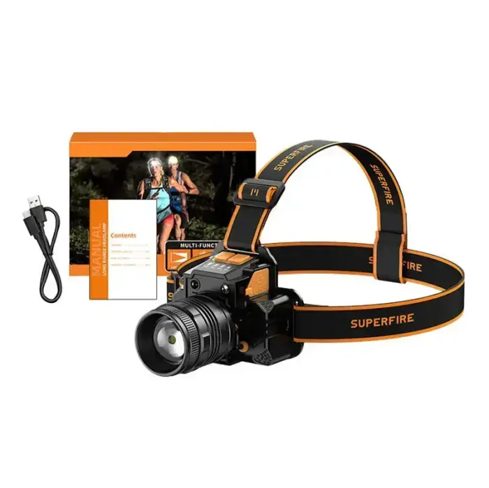 Superfire HL58 headlamp flashlight, 350 lm, USB, 3 modes, 200m Фото num