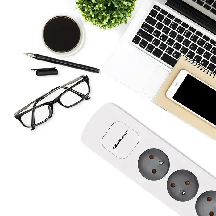 Qoltec Power strip | 5 sockets | 1.8m | White-grey Foto 5