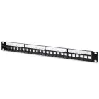 Qoltec Solid steel patch panel for 19'' rack | 24 ports | 1U | UTP | Black Photo